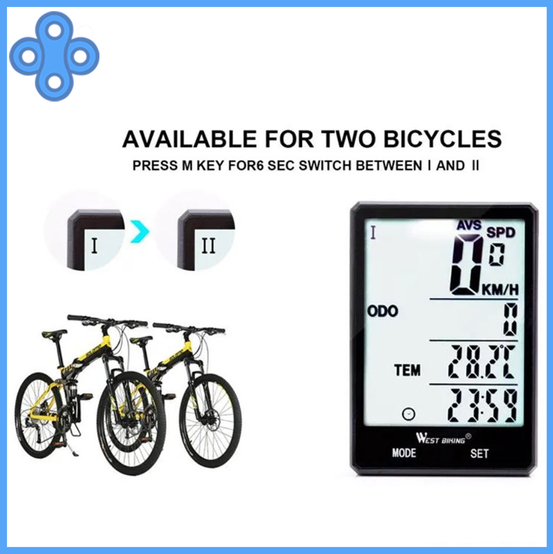 Máy đo tốc độ West biking, đồng hồ bấm giờ đo tốc độ xe đạp không dây màn hình lớn 2.8 inch chống nước