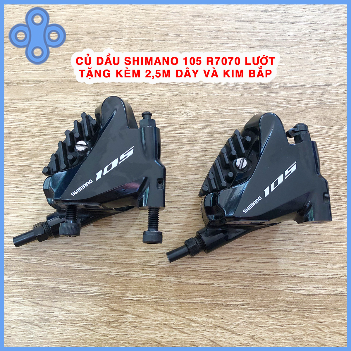 Đôi củ phanh (heo dầu) phanh đĩa thủy lực Shimano 105 BR-R7070 Flat mount kèm má tản nhiệt