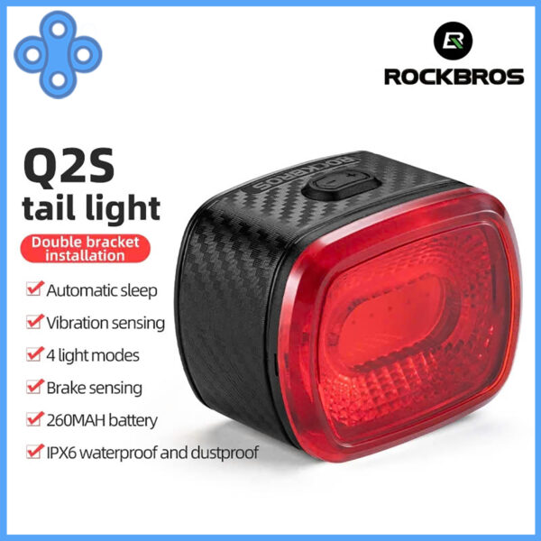 Đèn hậu xe đạp thông minh chống thấm nước Rockbros Q2S chính hãng