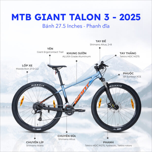 Xe Đạp Địa Hình GIANT Talon 3, Phanh Đĩa, Bánh 27.5 Inches bản 2025